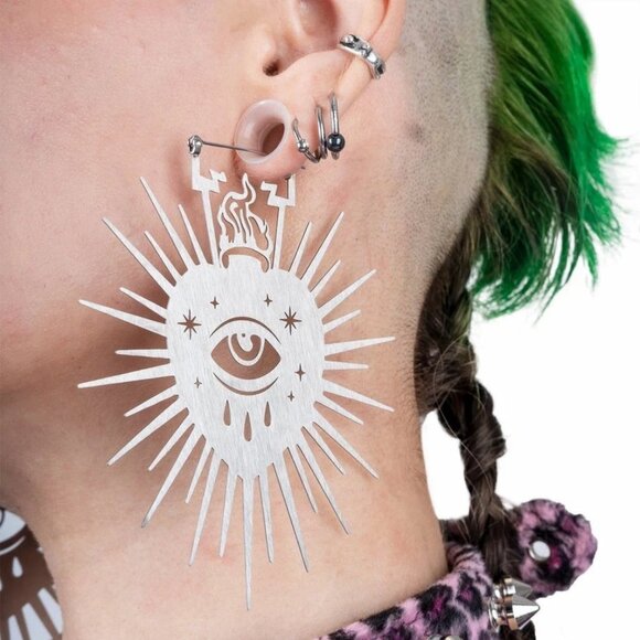 Sacred Heart Eye Hoop Earrings [NWT] - Picture 1 of 3